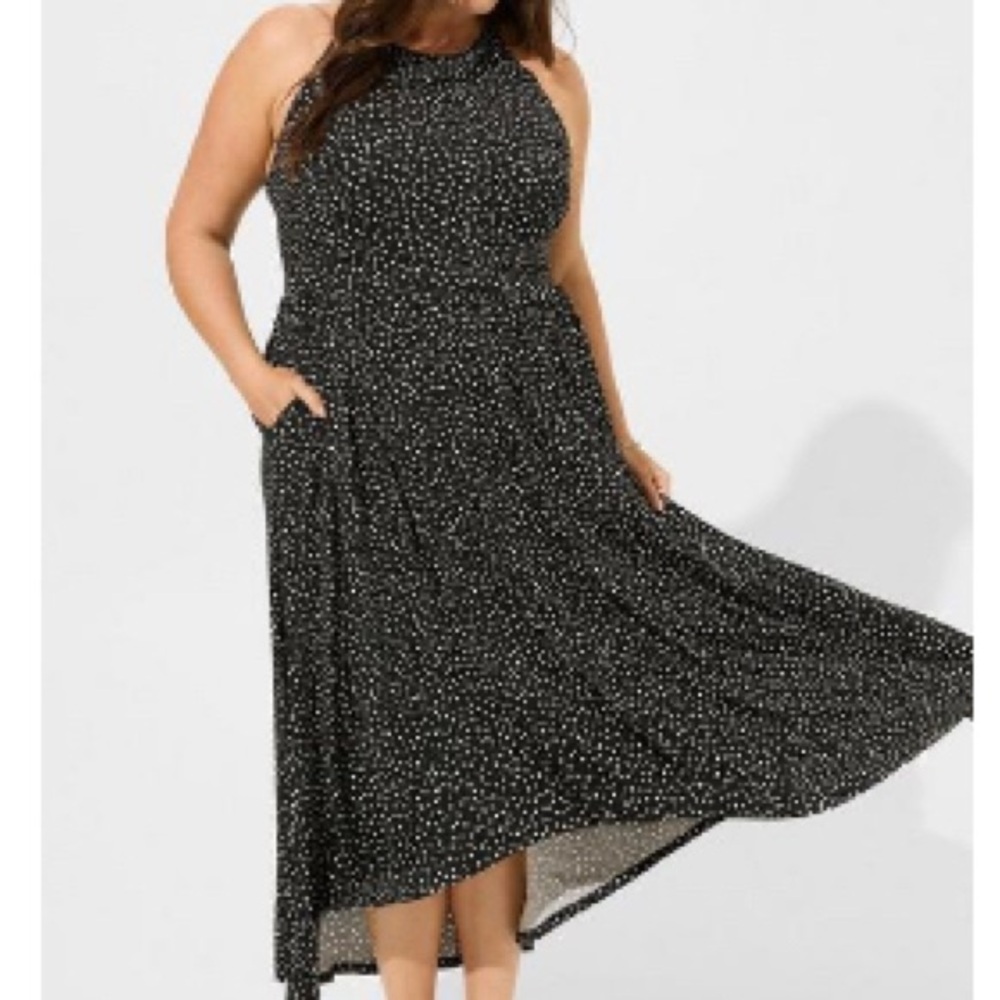 Torrid Black Dress with White Polka Dots